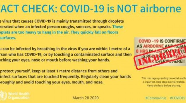 DSÖ: Koronavirüs hava yoluyla bulaşmıyor