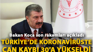 Sağlık Bakanı Koca son rakamları açıkladı: Türkiye'de koronavirüste can kaybı 30'a yükseldi