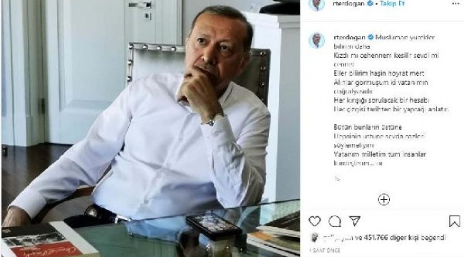 Cumhurbaşkanı Erdoğan şiirli paylaşım  