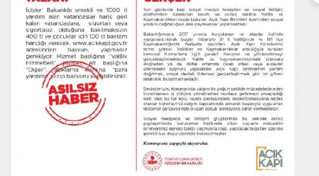 İzmir Valiliği'nden 'sosyal yardım' açıklaması: Yalan haberlere itibar etmeyiniz