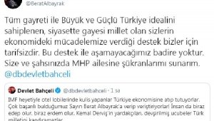 Bakan Albayrak'tan, MHP lideri Bahçeli'ye teşekkür telefonu