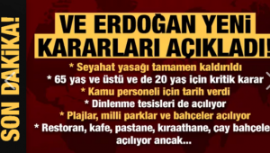 Son dakika: Erdoğan kararları tek tek açıkladı! Seyahat kısıtı, plajlar, 65 ve 20 yaş...