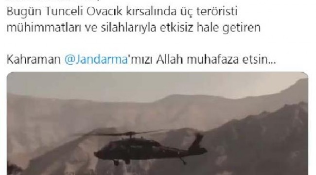 Tunceli'de, 3 PKK'lı terörist etkisiz hale getirildi