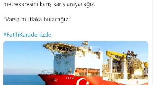 Bakan Dönmez: Fatih, Karadeniz'deki ilk sondajına başladı