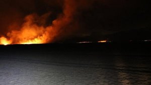 Eber Gölü'nde 1,5 kilometrekarelik kamışlık alan yandı