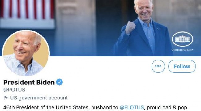 Twitter, ABD başkanlık hesabı '@Potus'u Joe Biden'a devretti
