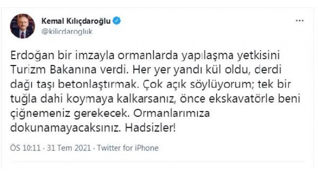 Kılıçdaroğlu'nun 'yapılaşma yetkisi' iddiasına Bakan Ersoy'dan yanıt