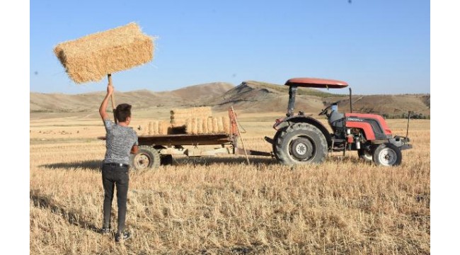 Sivas'ta çiftçilerin zorlu saman mesaisi 